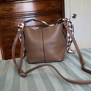 Brown Faux Leather Shoulder Bag
